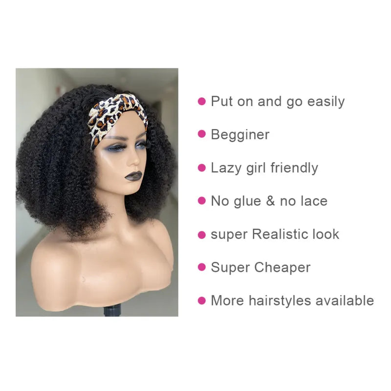 Black Women Non-Glue Human Hair Silk Curly Wig