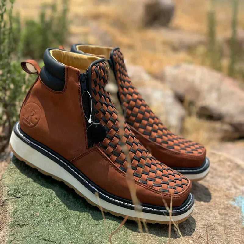Retro Hand-Woven Cowboy Boots