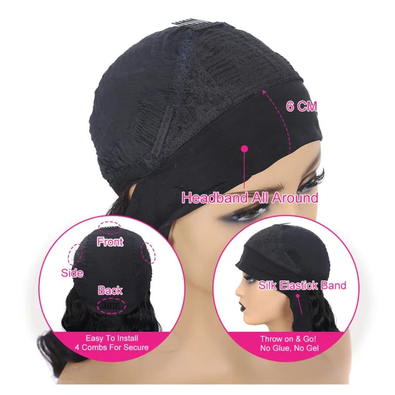Black Women Non-Glue Human Hair Silk Curly Wig