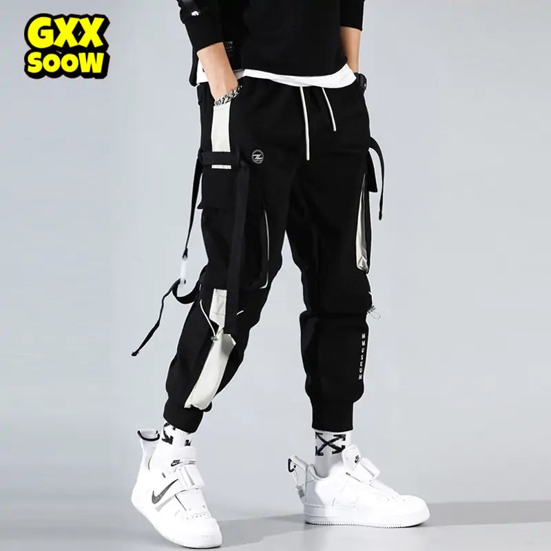 Joggers Men Ribbons Cargo Pants