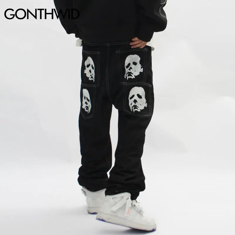 Men's Graphic Print Baggy Jeans